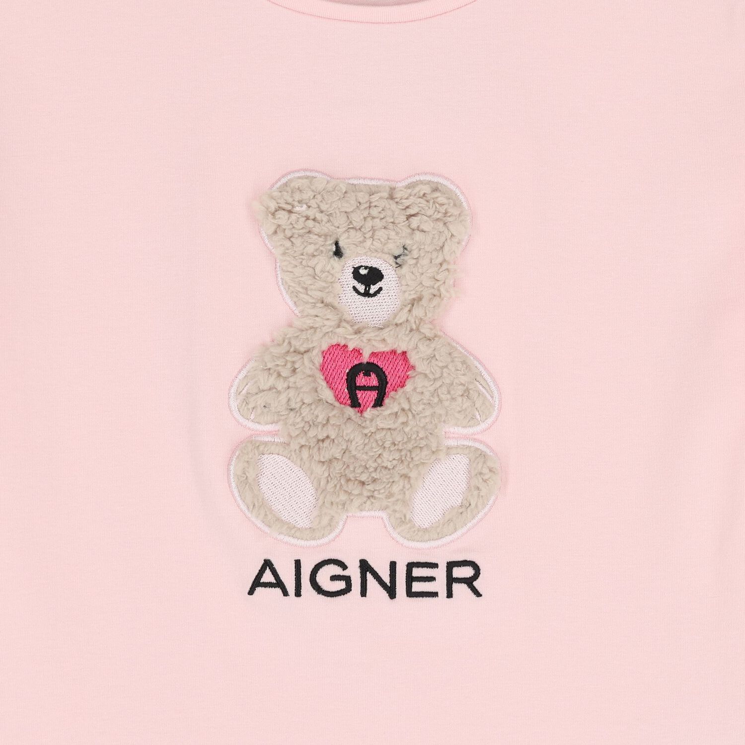 Younger Girls Pink Teddy Bear Logo T-Shirt, 2, hi-res