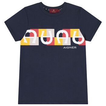 Boys Navy Blue Logo T-Shirt