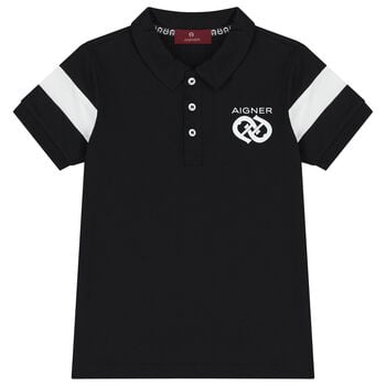 Boys Black Logo Polo Shirt
