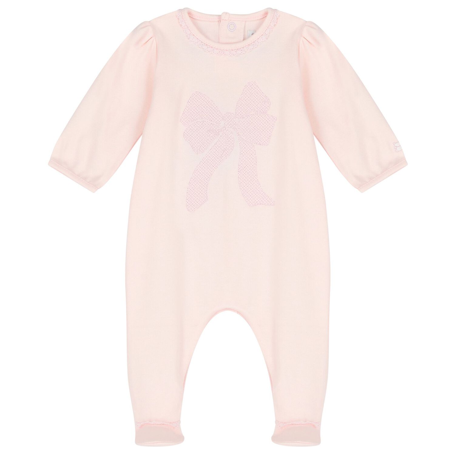Baby Girls Pink Bow Babygrow Set, 1, hi-res image number null