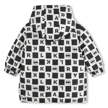 Younger Boys White & Black Ikonik Karl Reversible Puffer Jacket