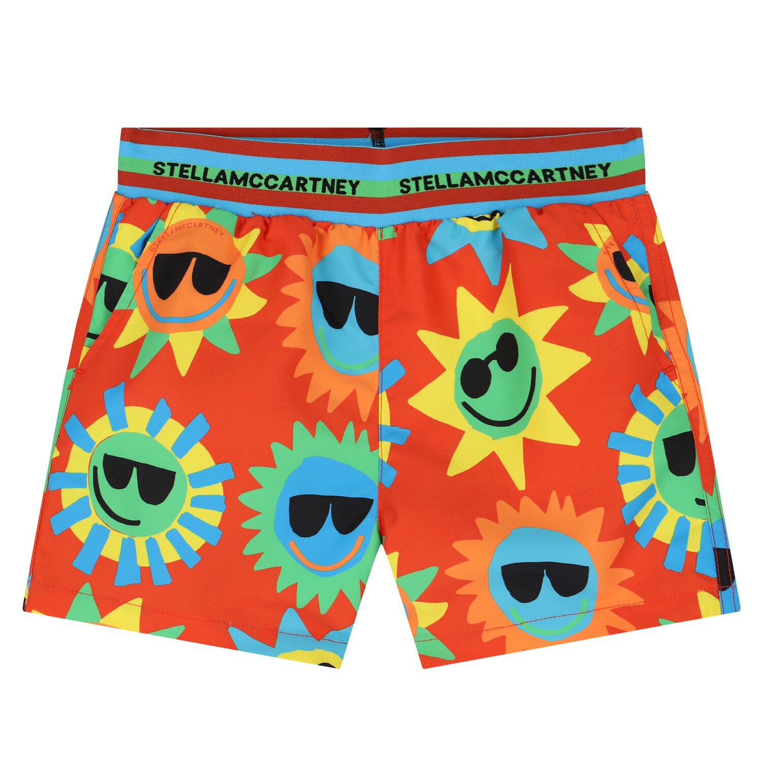 Younger Boys Red Sun Swim Shorts, 1, hi-res