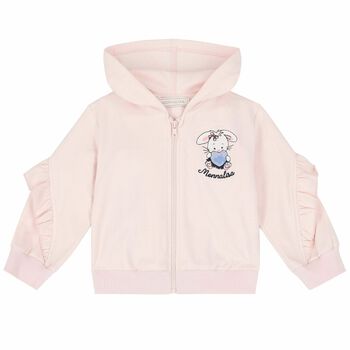 Younger Girls Pink Bunny Zip Up Top 