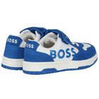 Boys Blue & White Logo Trainers, 1, hi-res