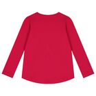 توب بنات بأكمام بالشعار باللون الوردي, 2, hi-res