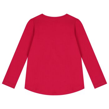 Girls Pink Logo Long Sleeve Top