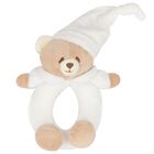 White & Beige Bear Rattle Toy ( 15cm ), 1, hi-res