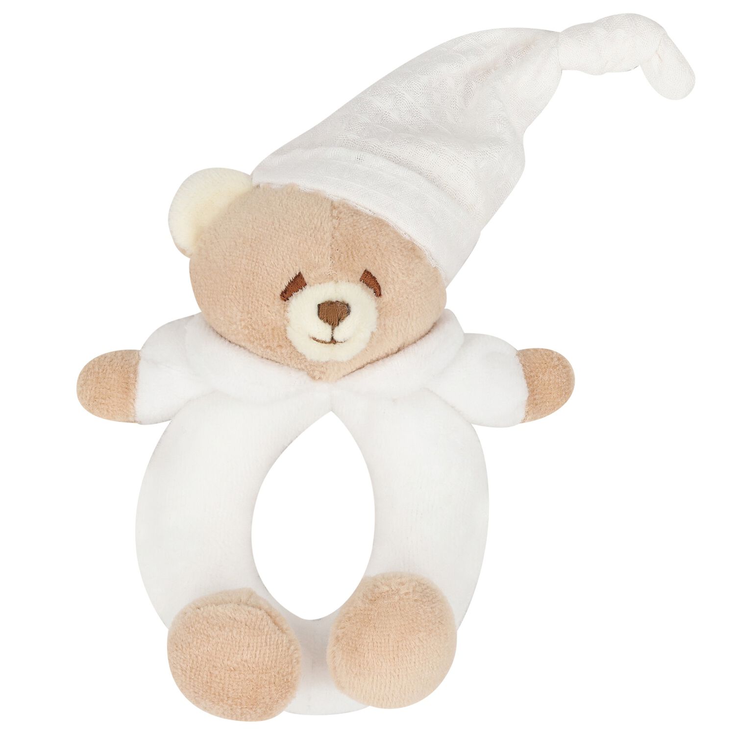 White & Beige Bear Rattle Toy ( 15cm ), 1, hi-res