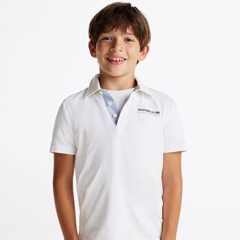 Boys White Logo Polo Shirt