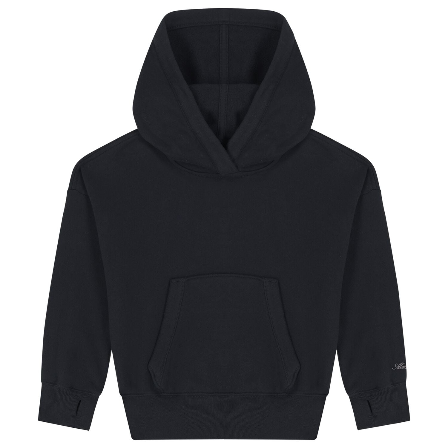 Girls Black Logo Hooded Top, 2, hi-res