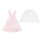 Baby Girls Pink & White Dungaree Set, 1, hi-res