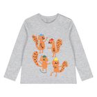 Younger Boys Grey Squirrel Long Sleeve Top, 1, hi-res