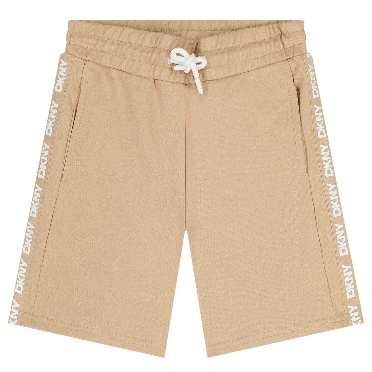Boys Beige Logo Shorts, 1, hi-res