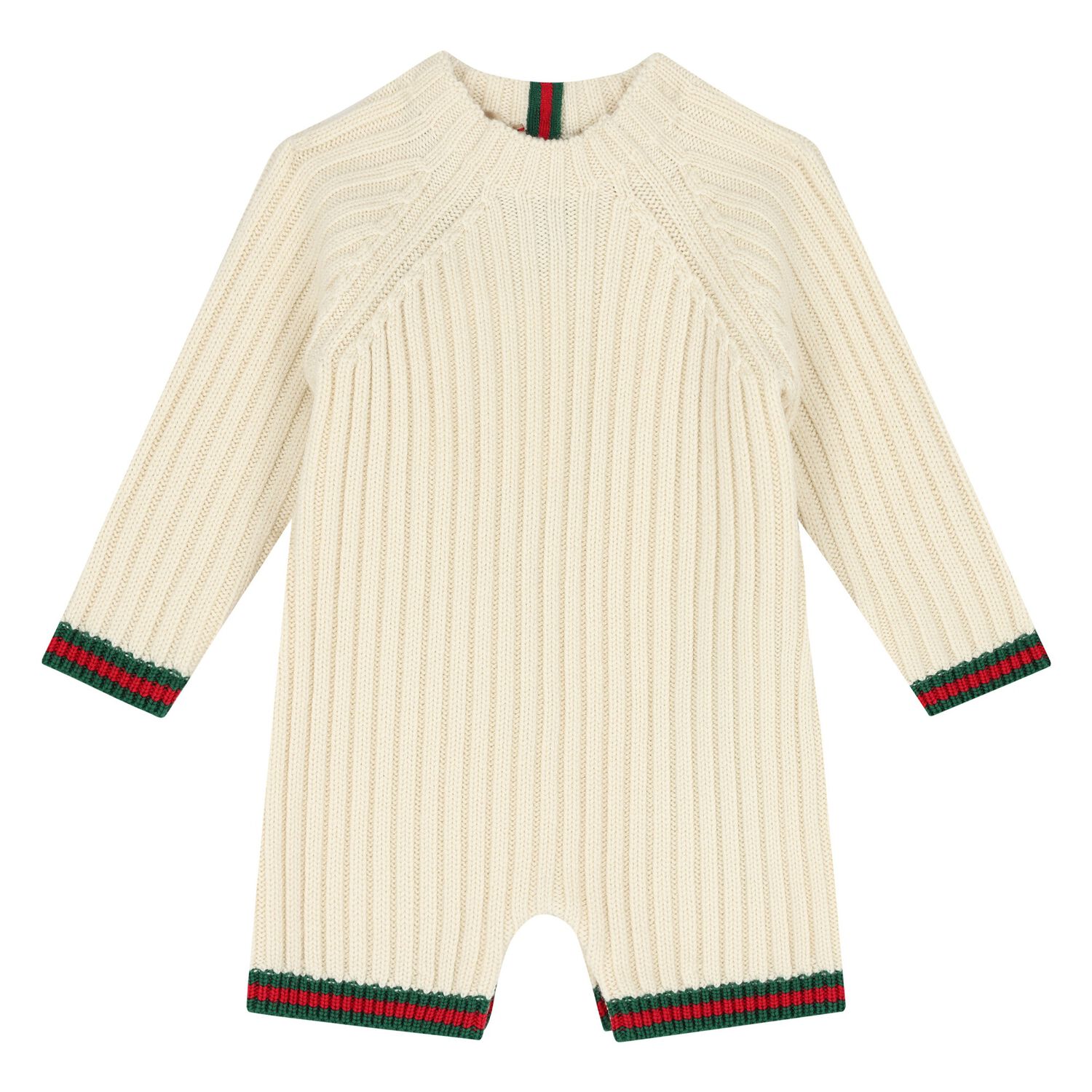 Ivory Web Striped Baby Romper, 1, hi-res