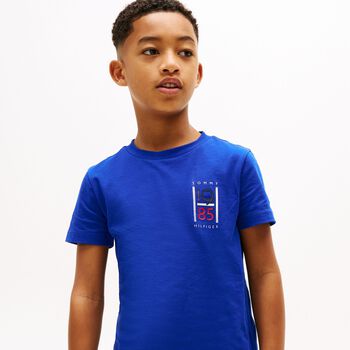 Boys Blue Cotton Graphic T-Shirt