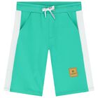Boys Green & White Logo Shorts, 2, hi-res