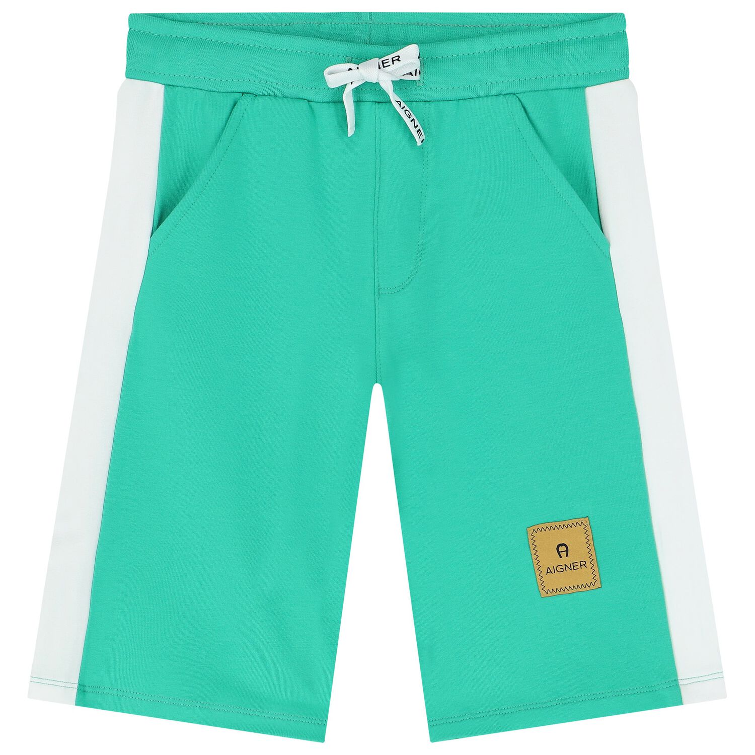 Boys Green & White Logo Shorts, 2, hi-res image number null