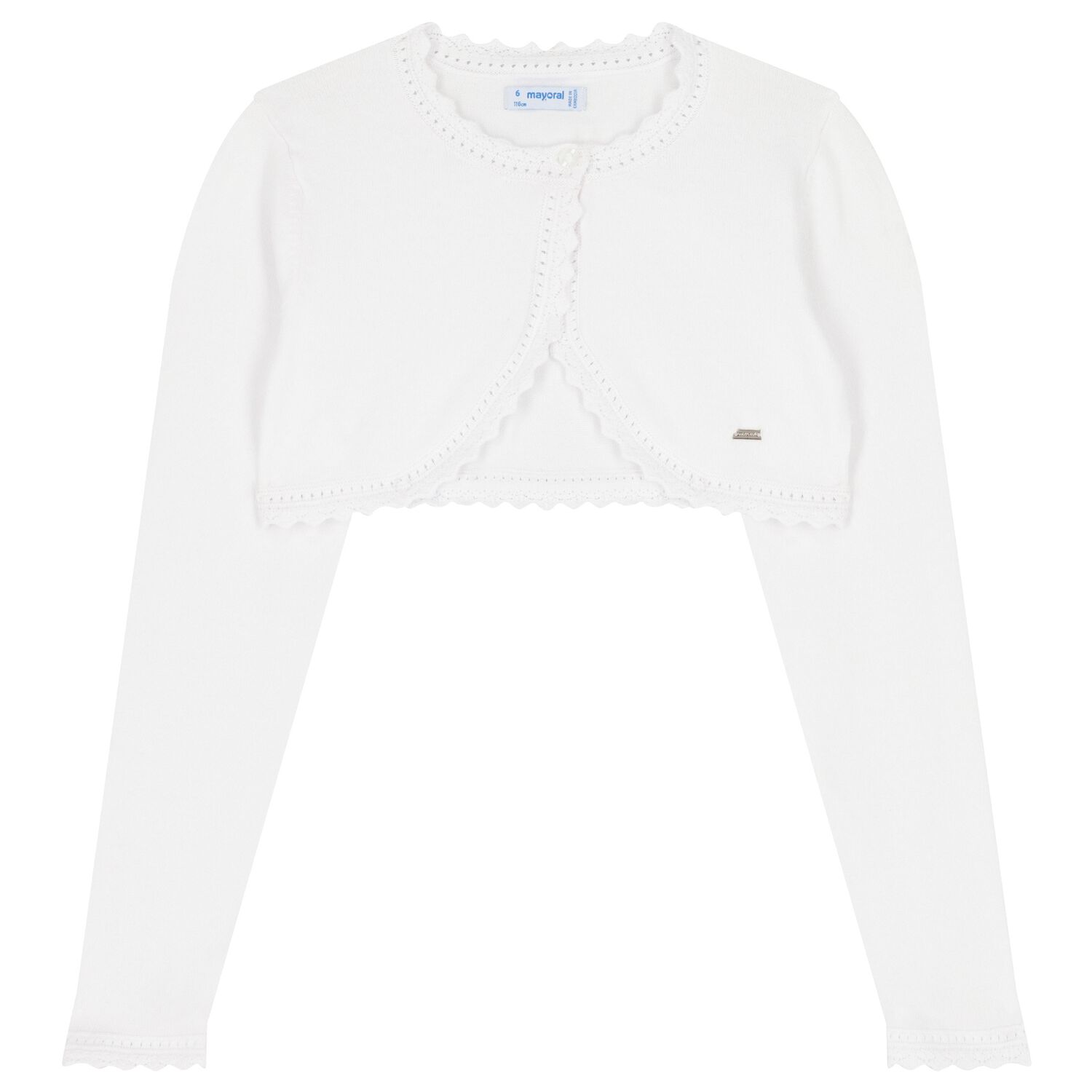 سترة بوليرو محبوك  بيضاء للفتيات, 2, hi-res image number null