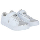 Girls White Logo Trainers, 2, hi-res
