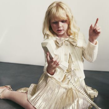 Girls Gold Bow Dress