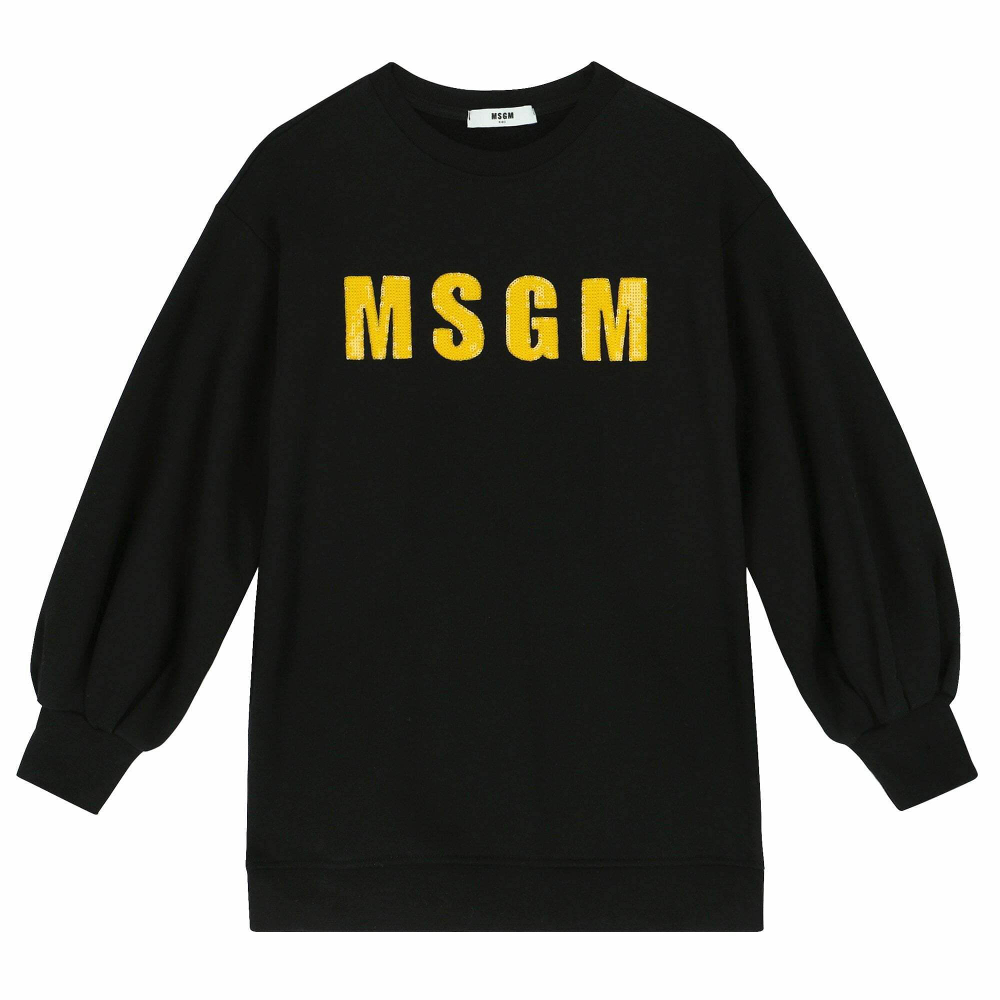 MSGM Girls Black Logo Sweatshirt Dress Junior Couture QA