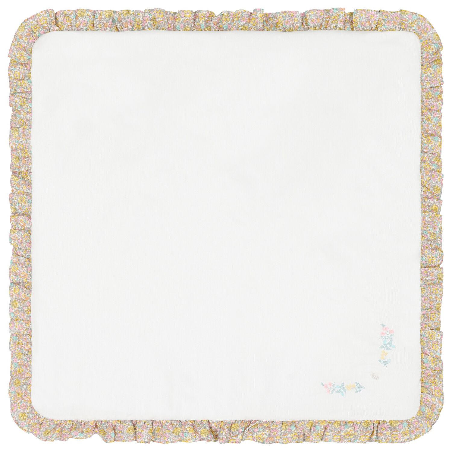 بطانية زهرية مكشكشة باللون العاجي للبنات, 1, hi-res