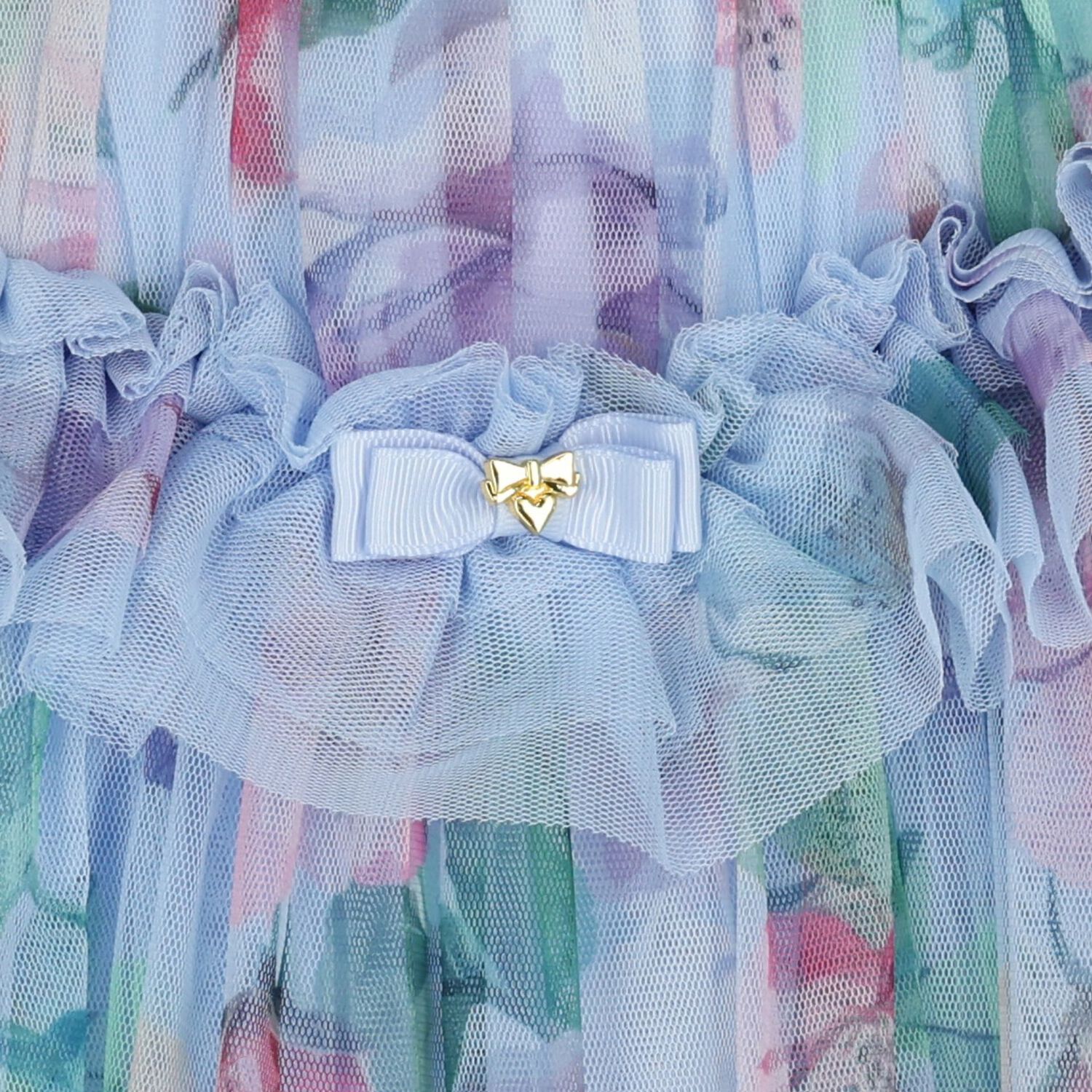 فستان بنات من التول مزين بالزهور باللون الازرق , 1, hi-res