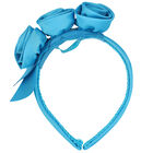 طوق شعر ساتان بطبعة الزهور باللون الأزرق, 1, hi-res