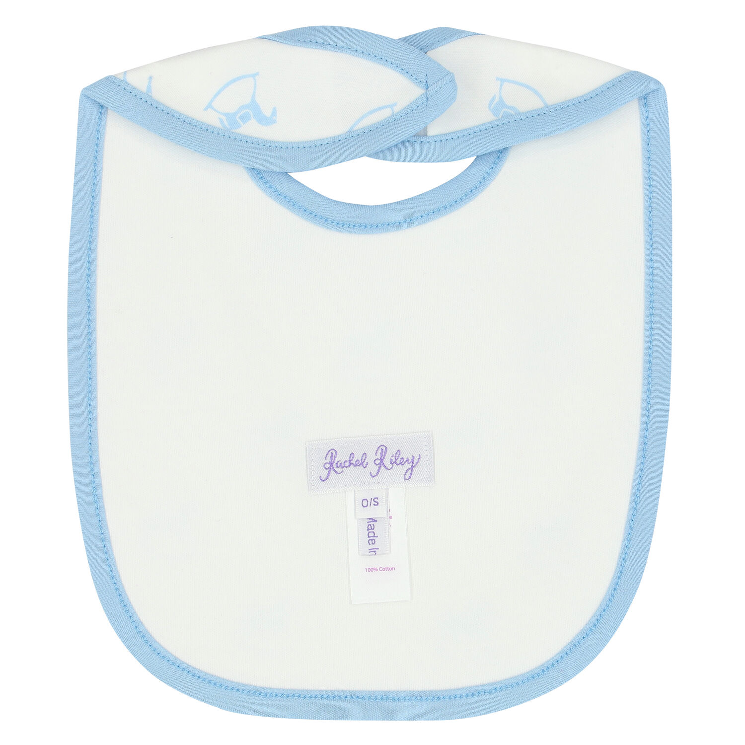 Baby Boys Ivory & Blue Horse Bib, 2, hi-res image number null
