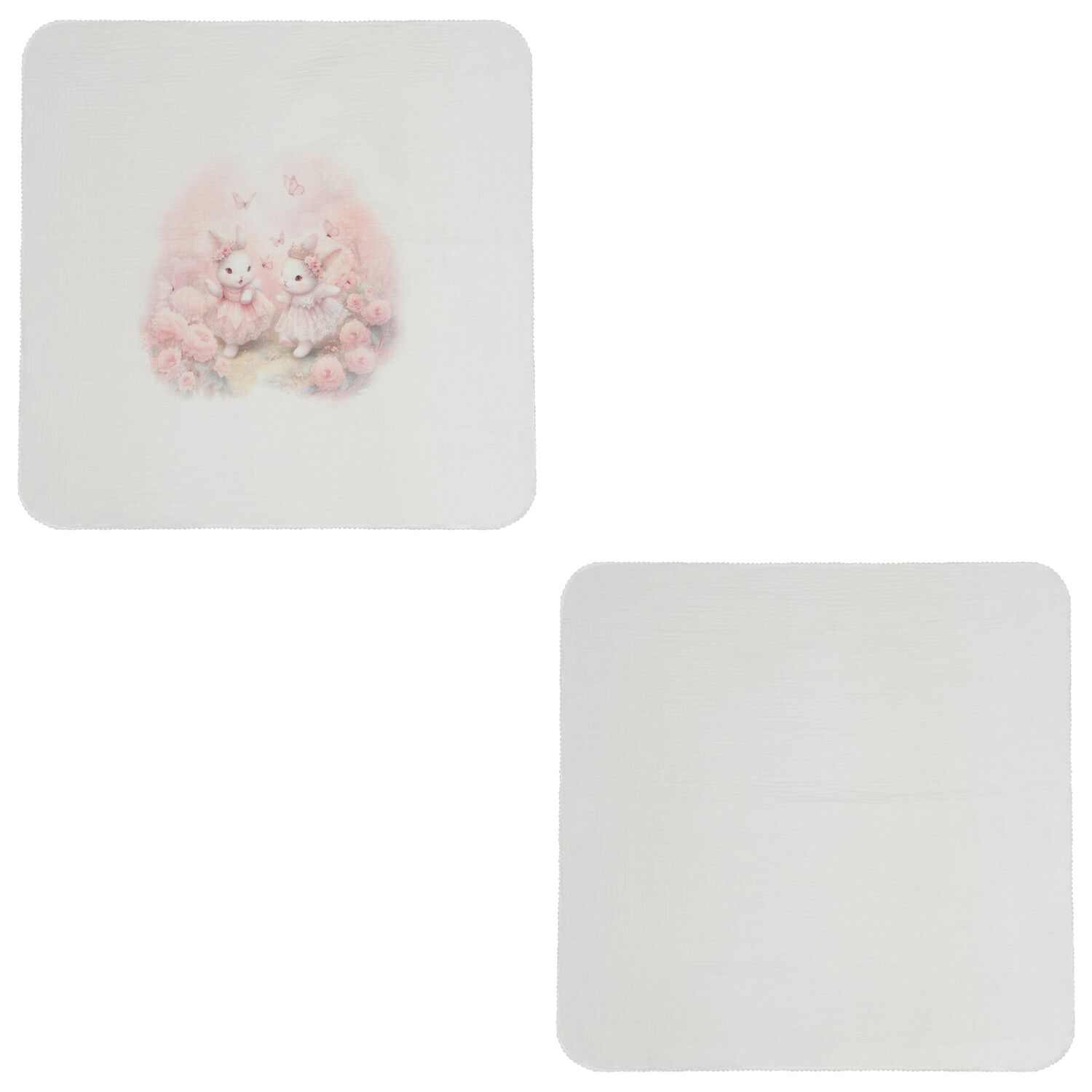 Baby Girl Ivory Bunny Muslin Swaddles ( 2-Pack ), 1, hi-res