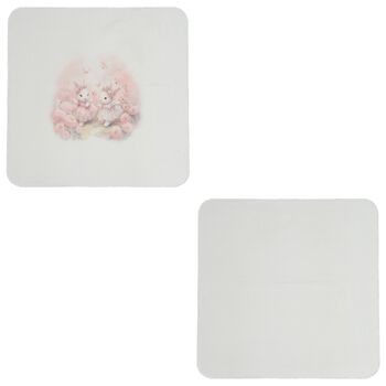 لفافة الموسلين للبنات بطبعة أرنب باللون العاجي ( قطعتين )