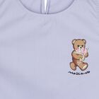 Girls Lilac Purple Teddy Bear Logo Dress, 1, hi-res