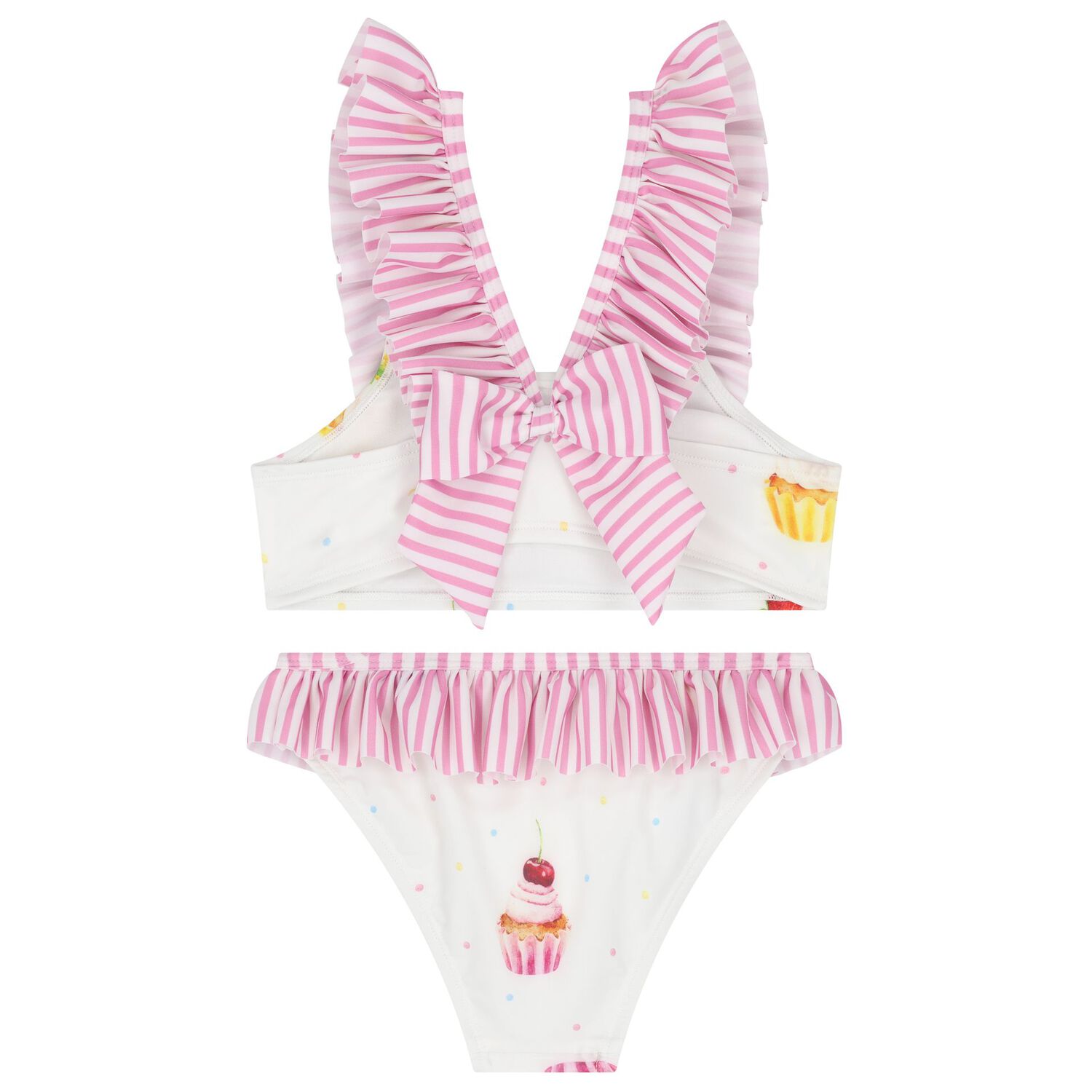 Girls Pink & White Cupcake Bikini, 1, hi-res image number null