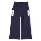 Girls Navy Blue Sequin Pocket Trousers, 1, hi-res