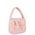 Girls Pink Bow Tweed Handbag, 1, hi-res