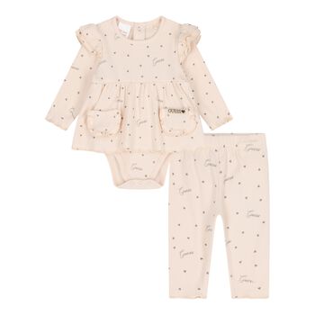 Baby Girls Beige Heart Bodysuit Gift Set