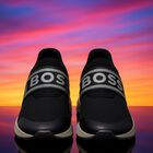 Boys Black Logo Trainers, 1, hi-res