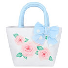 Girls White & Blue Roses Handbag, 1, hi-res