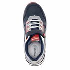 Boys Navy Blue Leather Trainers, 1, hi-res
