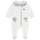 Baby Boys White & Navy Blue Babygrow, 2, hi-res