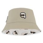 Baby Boys Beige & White Ikonik Karl Reversible Bucket Hat, 1, hi-res