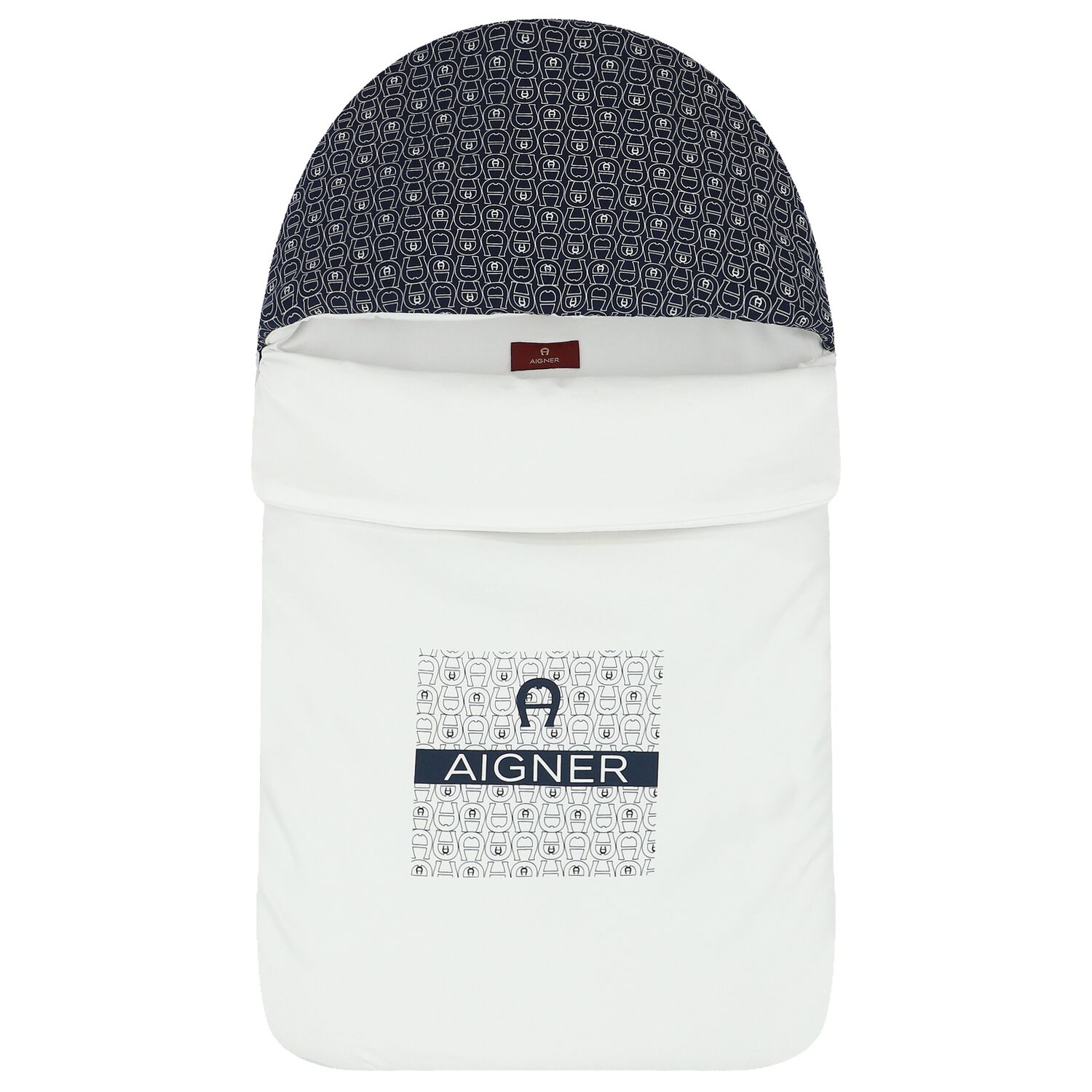 Baby Boys White & Navy Blue Logo Nest, 1, hi-res