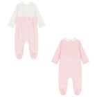 Baby Girls Ivory & Pink Babygrows ( 2-Pack ), 1, hi-res