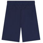 Boys White & Navy Blue Logo Shorts Set, 1, hi-res