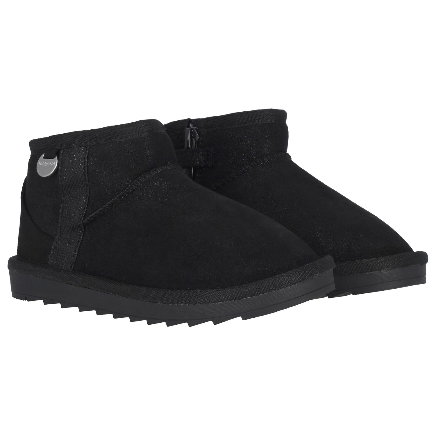 Girls Black Faux Suede Boots, 1, hi-res