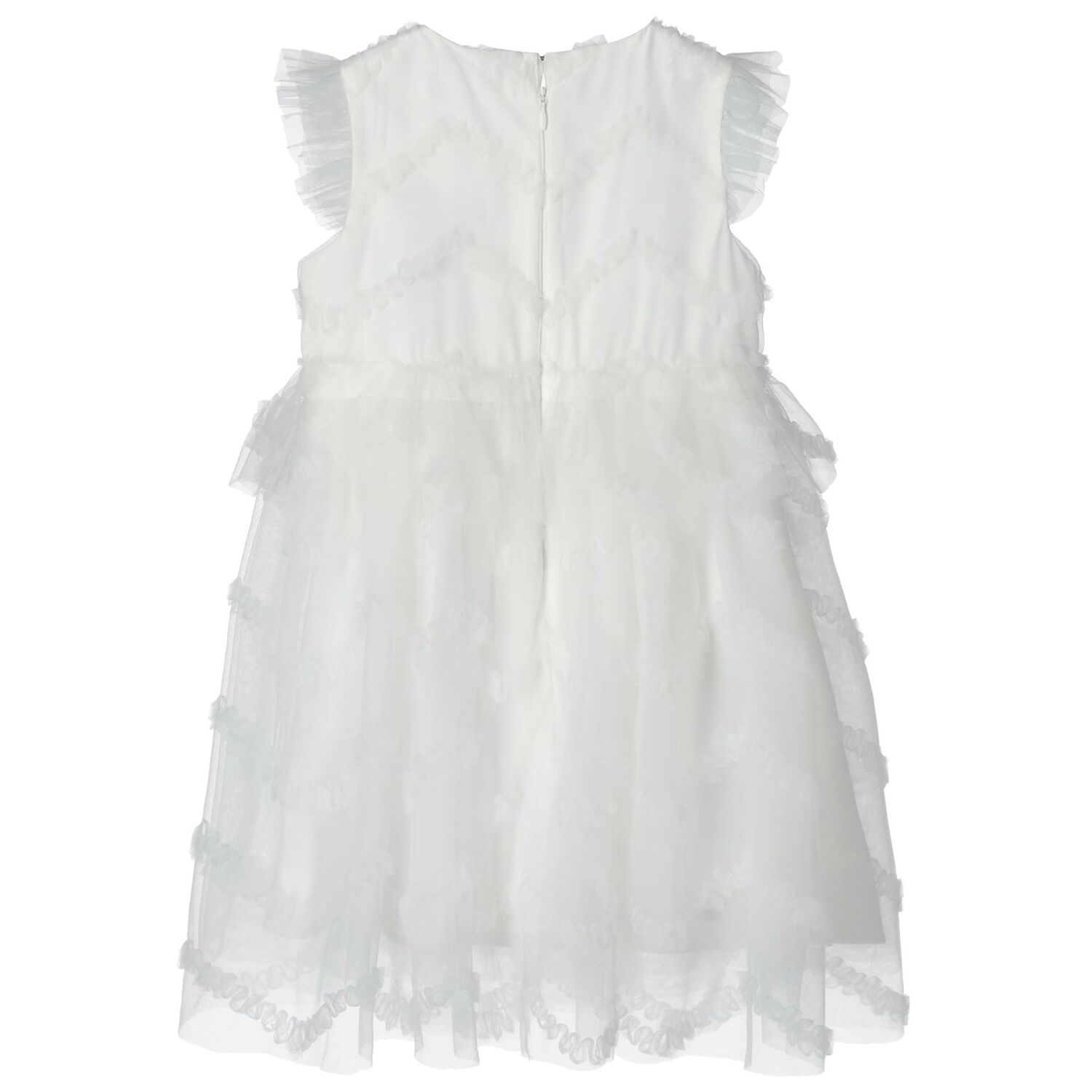 Girls White Tulle Dress, 1, hi-res
