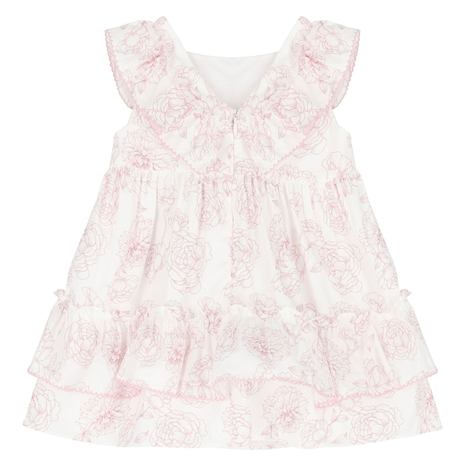 Girls White & Pink Floral Dress, 1, hi-res