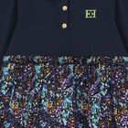 فستان بنات بالشعار باللون الكحلى , 2, hi-res