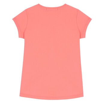 Girls Coral Pink Bear Logo T-Shirt