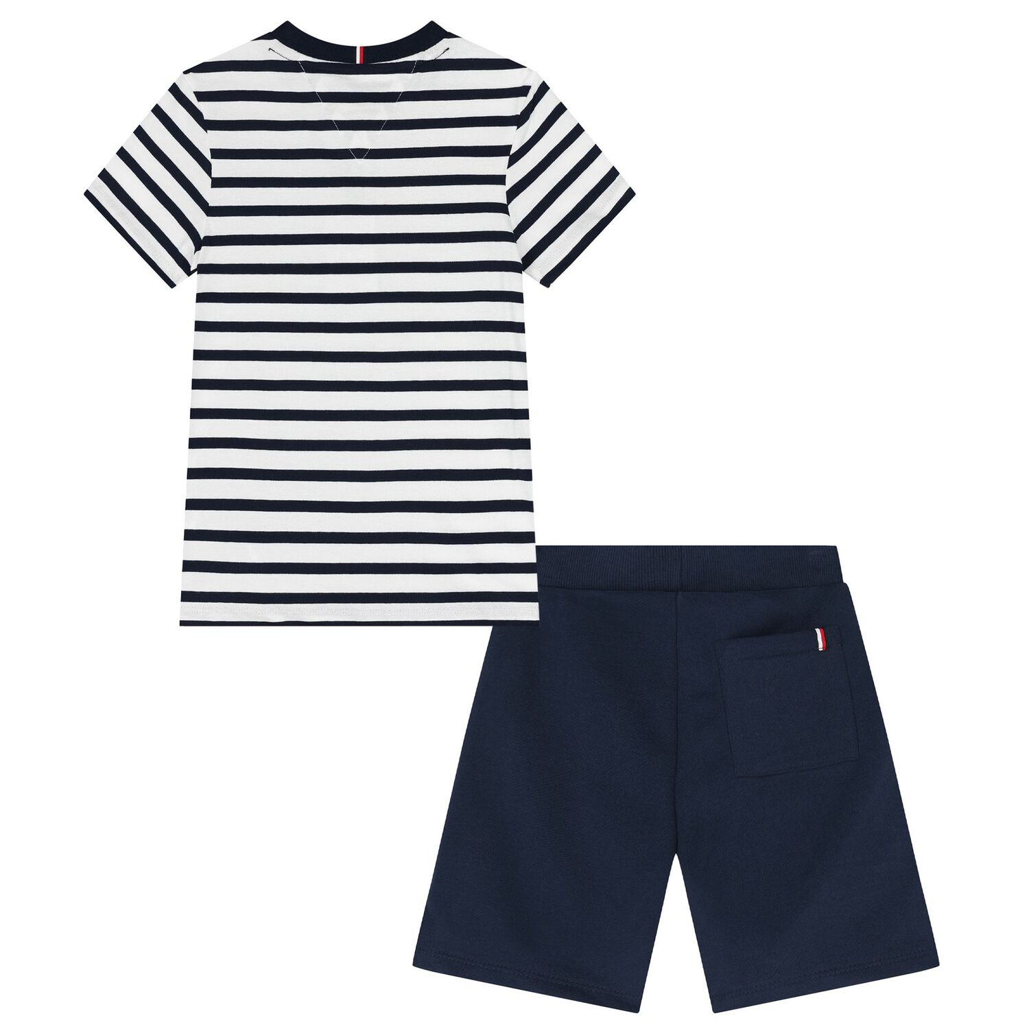 Boys White & Navy Blue Shorts Set, 2, hi-res